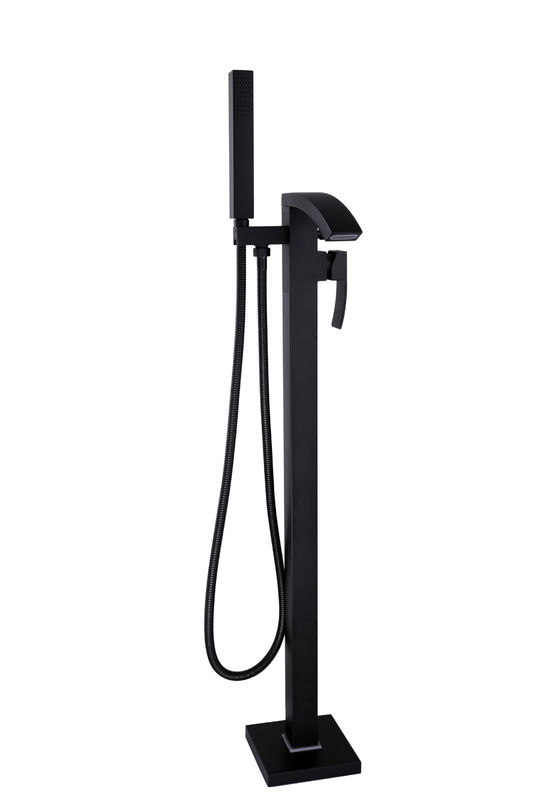 Modern Floor Mounted Bath Shower Mixer Black Finish Morden Style T8320