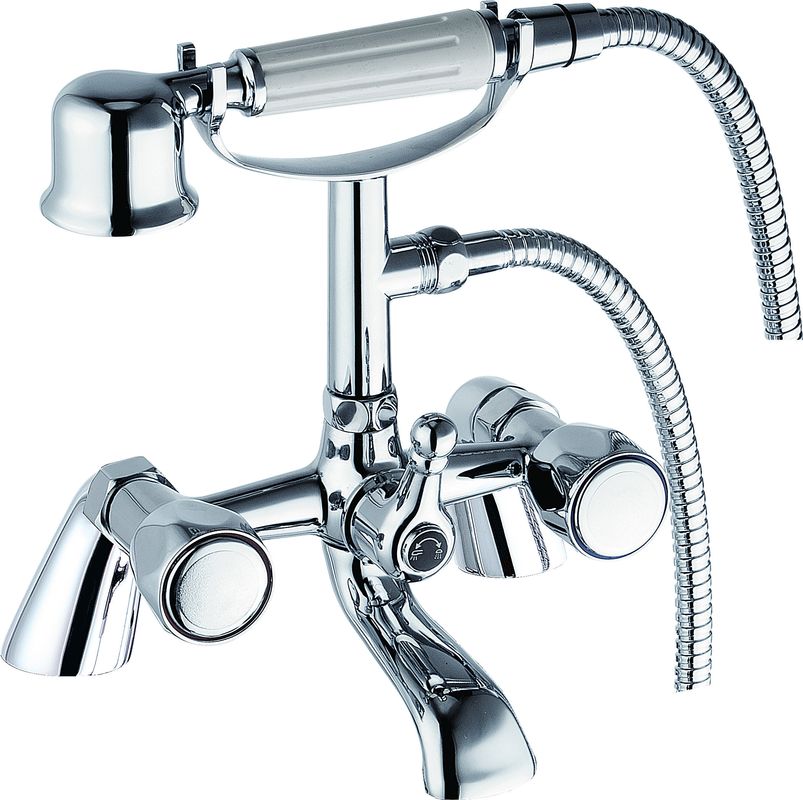 Dual Handle Chrome Bath Shower Mixer With Modern Style T8060N